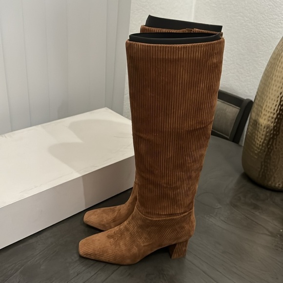 3.1 Phillip Lim Tess Square-Toe Ribbed Suede Tall Boots - Picture 7 of 10